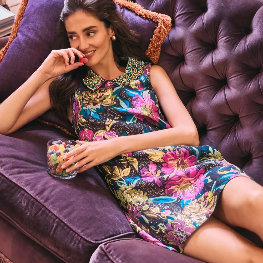 Lilly Pulitzer Kelliana shift dress with jeweled collar size 0 NWT